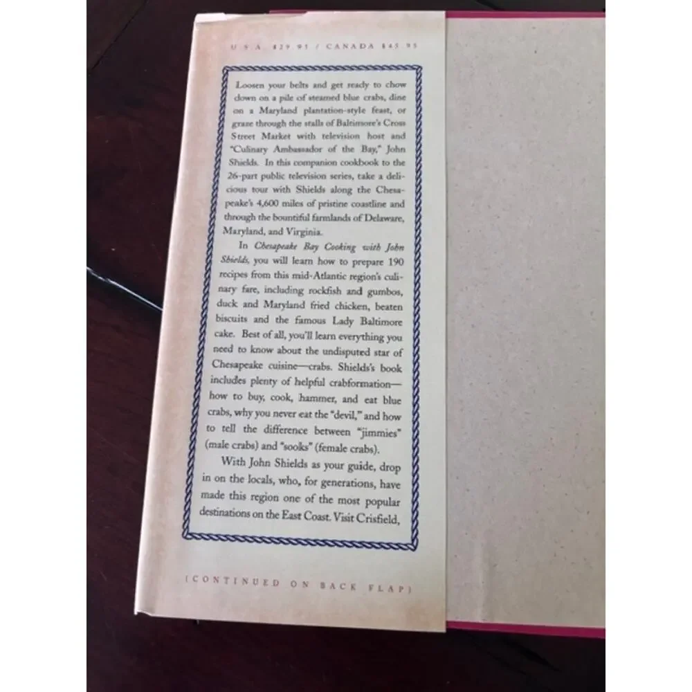 Chesapeake Bay Cooking John Shields 1998 Hardcover Cookbook Dust Jacket
